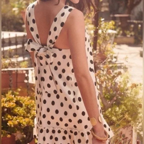 New! Sézane Mathilde Black & White Polka Dot Mini Dress 🖤Size 38 US 6 - Picture 6 of 15